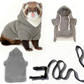 Small Pet Harness Vest and Leash Set Ferret Clothes Hoodies for Ferrets for Outdoor Walking Rabbit Ferret Guinea Pig Bunny Hamster Puppy Kitten (Gray Clothes + Leash) - color: Gray clothes + leash