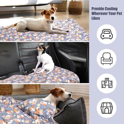 Leekalos Pet Cooling Mat: Dog & Cat Summer Blanket - Portable & Reusable, Keeps Pets Cool Indoors & Outdoors - color: Puppy Corgi, size: Small(22"x28")