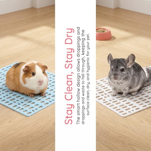 Lyellfe 12 Pack Plastic Rabbit Cage Mat with Snap Joint | Durable Rabbit Floor Mat, Foot Resting Pads for Pet Cats Dogs Bunny, Assorted Colors
