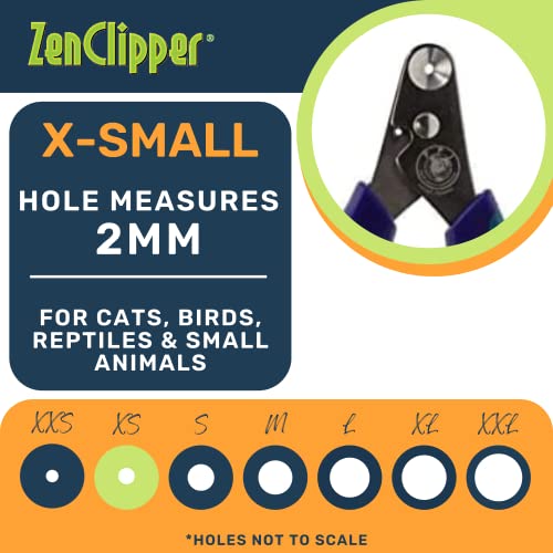 Zen Clipper Cat Nail Clippers - Conical Blade, No Overcut - Easy-to-use Cat Nail Trimmer for Stress Free Home Grooming – Sharp Conical Blade Makes a Clean, Splinter-Free Cut (2mm Hole) - size: X Small - 2mm hole
