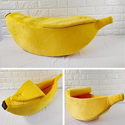 Petgrow · Cute Banana Cat Bed House Large Size, Christmas Pet Bed Soft Warm Cat Cuddle Bed, Lovely Pet Supplies for Cats Kittens Rabbit Small Dogs Bed,Yellow - size: Large