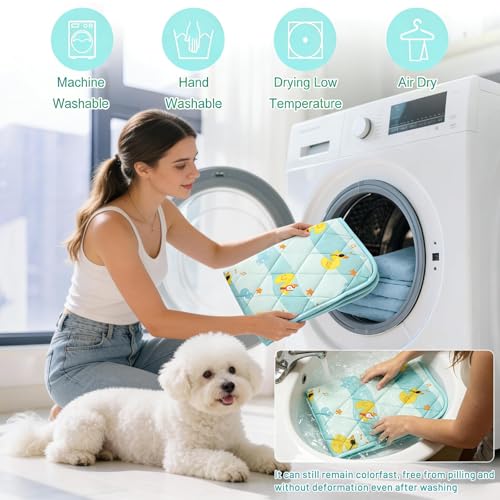 Pet Summer Cooling Blanket - 22.8" x 35.0" Double-Sided Mat Dog Puppy Self ice Cat Pad Bed Cover for Home Outdoor Sofa Sleeping Washable Portable Lightweight Small Medium Large (Blue Duck, S) - color: Blue Duck