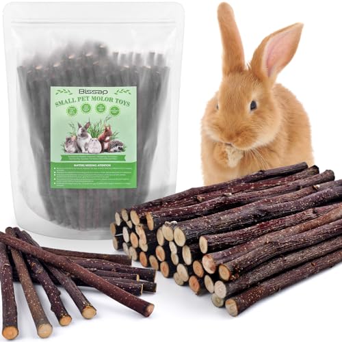 Bissap Apple Sticks for Rabbits, Natural Bunny Chew Toys and Treats for Chinchilla Guinea Pig Hamster Gerbil Small Animals Pet Apple Wood Stick Toys Teeth Grinding (230g/8.1oz) - size: 8.1 Ounce (Pack of 1)