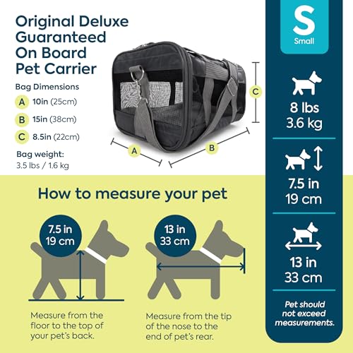 Sherpa Original Deluxe Travel Pet Carrier, Airline Approved & Guaranteed On Board - Charcoal Gray, Small - color: Charcoal Gray, size: 15.0"L x 10.0"W x 8.5"H