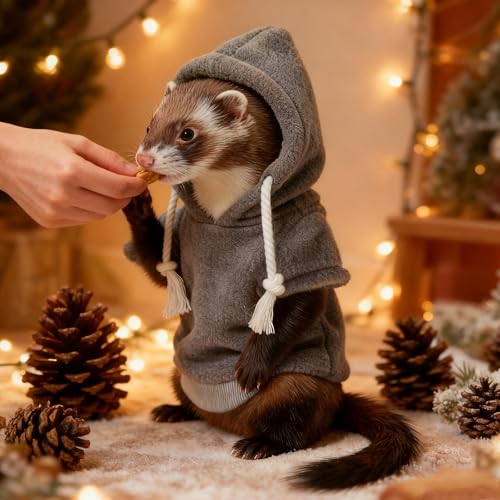 Small Pet Harness Vest and Leash Set Ferret Clothes Hoodies for Ferrets for Outdoor Walking Rabbit Ferret Guinea Pig Bunny Hamster Puppy Kitten (Gray Clothes + Leash) - color: Gray clothes + leash