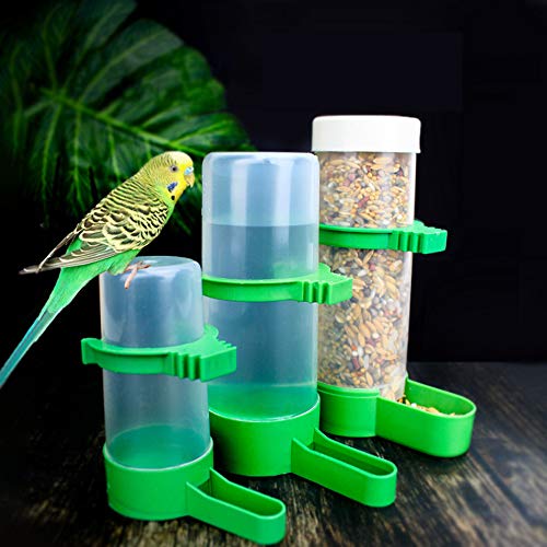 Bird Feeder, Bird Water Dispenser for Cage, 2PCS Automatic Bird Water Feeder with 1PCS Food Feeder for Cage Pet Parrot Budgie Lovebirds Cockatiel (2pcs 90ml + 1pcs 150ml) - size: 2pcs 90ml + 1pcs 150ml