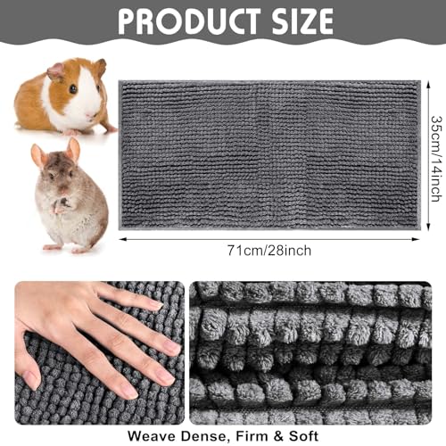 4 Pcs Guinea Pig Cage Liner 14 x 28 Inch Washable Chenille Pee Pads Pet Dog Cat Bedding Training Mat Reusable for Small Animals Puppy Bunny Hamster Chinchilla - color: Dark Gray, size: 14 x 28 Inch, style: Low Pile Chenille
