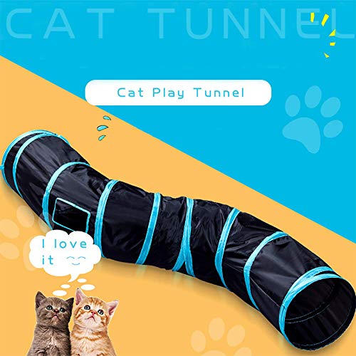 iCAGY Cat Tunnel Toys for Indoor Cats Kittens Rabbits, Pet Toy Play Tunnels | Interactive Crinkle Pop Up Tunnel Toys, Relieve Cat Boredom, Black 47" Shape S - color: Black