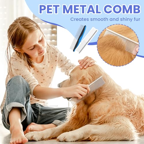 Self Cleaning Shedding Brush - 5-in-1 Professional Pet Grooming Kit Skin Friendly Grooming Tool for Dogs, Cats, and Puppies, Deshedding and Hair Removal for Long and Short Haired Pets, Blue - color: Blue