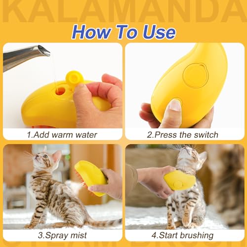 Cat Steam Brush, 3 in 1 Pet Steamy Brush, Silicone Grooming Comb with Steam, Pet Hair Remover Misting Comb for Indoor Cats Dogs(Mango Yellow/Green) - color: Mango Yellow/Green