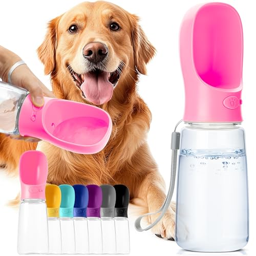 Mr. Pen- Portable Dog Water Bottle, 19 oz, Large | Leak Proof Puppy Water Dispenser with Drinking Feeder for Pets, Outdoor Walking, Hiking, Travel, Not Dishwasher Safe - color: Pink