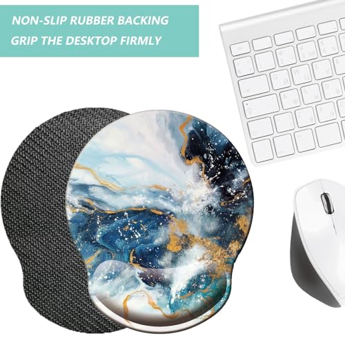 Mouse Pad with Wrist Support, Ergonomic Mouse Pad with Memory Foam Wrist Rest Cushion, Non-Slip Rubber Base Gaming Mice Pad for Home Office Computer Laptop, Green Golden Marble - color: Green golden marble