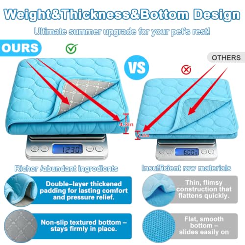 2026 Arc-Chill Upgraded Dog Cooling Mat Q-Max>0.4 Pet Cooling Pad | Non-slip Dog Bed Mats Washable Cooling Mat for Dogs Cats Instant Cool Relief for Indoor Floor Sofa, Outdoor Garden& Car Seats - color: Blue, size: 46x33 in