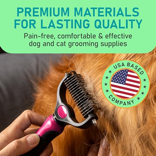 Maxpower Planet Hair Brush - Double Sided Shedding, Dematting Undercoat Rake for Dogs, Cats - Extra Wide Dog Grooming Brush, Pink | Pink, Deshedding & Dematting, Extra-Wide Double-Sided Comb, Long-Haired Coats, Reduces Shedding, Original Design - color: P