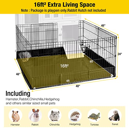 Aivituvin Pet Playpen Rabbit Pen Bunny Run Extension Guinea Pig Enclosure with Waterproof Floor Liner - Extension Playpen ONLY