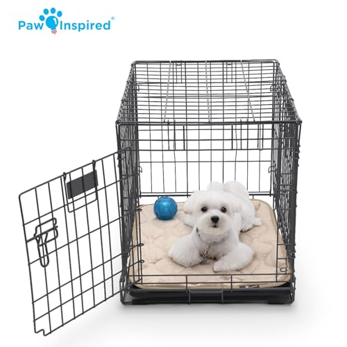 Paw Inspired Washable Padded Crate Mats for Dogs, Gray, 23x17 Inch | Fits 24-inch Kennels, Leakproof, Waterproof Bottom, Plush Dog Pad, Pet Bed - color: Gray, size: 24 Inch