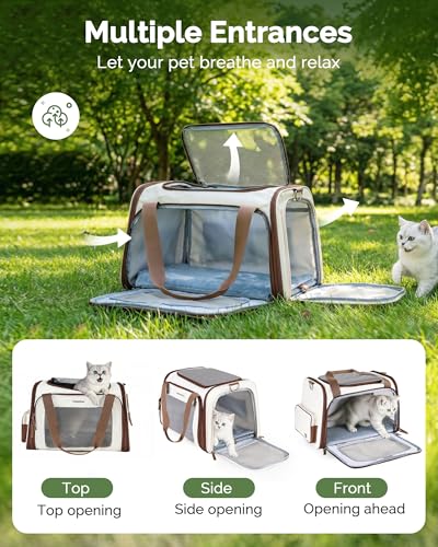 Homespon 34.5L Soft-Sided Cat Dog Carrier, Airline Approved Pet Bag | Collapsible Travel Bag with Removable Bed for Small Dogs & Cats - color: Brown
