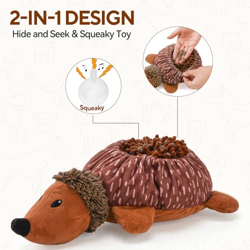 LIFLIX 2 in1 Interactive Hedgehog Dog Toy, Plush Dog Treat Puzzle Toy, Enrichment Toys for Puppy(Not for Aggressive Chewers)