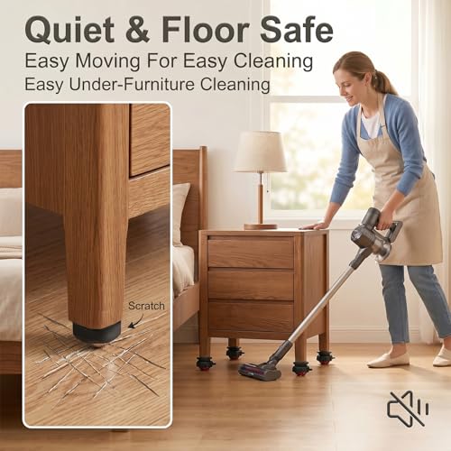 Self-Adhesive Furniture Wheels, 360° Swivel Mini Casters, Silent Rollers for Small Cabinets, Desks, Shelves, Boxes – Single Wheel Load 44lbs, Black (4, Black)
