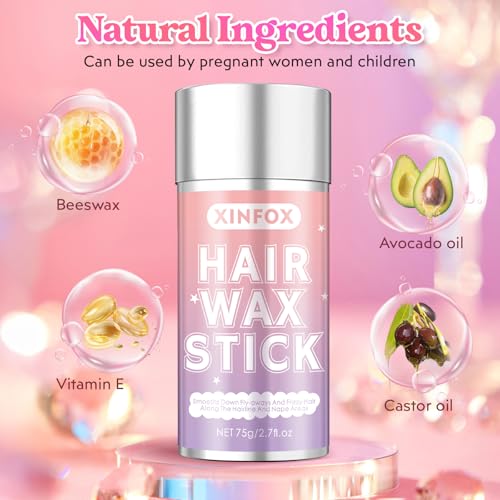 Hair Wax Stick, Slick Back Hair Brush, Wax Stick for Flyaways, Rat Tail Comb Edge Brush Styling Tool Set Accessories for Women Girls(Pink) - color: 4 Piece (Pink)