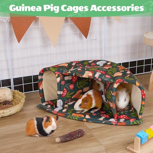 Unicorn Catcher Washable Guinea Pig Hideout Large Cozy Bed for Small Pets | Warm Plush Pet House Featuring A Semi-Closed Design For Hamsters Chinchillas And Bunnies To Sleep In Secure Comfort - color: Colorful Mushrooms