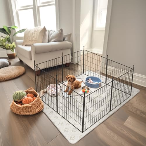 FXW MiniPaws Dog Playpen, Indoor, Yard & RV Camping, 24" H, 8 Panels | Portable, Expandable Layout, Tool-Free Setup, For Puppies & Small Dogs - size: 24"H