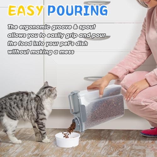 TBMax Dog Food Storage Containers 2 Pack 8 to 10 Lbs, Airtight Pet Food Container Dispenser with Large Spout & Portable Handle, Travel Dog Treat Cat Food Storage Bin Bird Seed Container -Dark Grey - color: Grey 6+3Qt