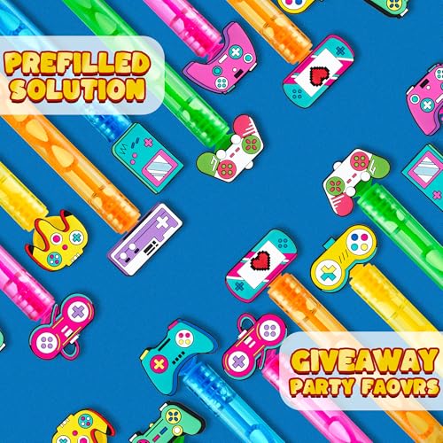 WHALEISLAND 20PCS Video Game Bubble Wands, Gamer Party Favors for Kids | Birthday Party Supplies, Goodie Bag Stuffers, Classroom Prizes, Fun Gifts and Game Theme Party Accessories - style: VIDEO GAME