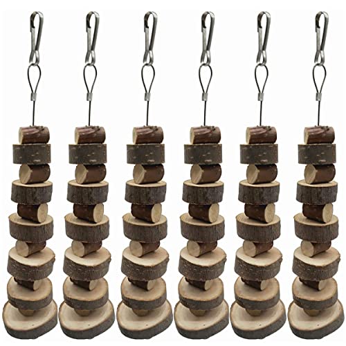 LWINGFLYER 6pcs Small Animal Chews Toy Natural Apple Wood Block Cage Hanging Molars Treats Snack for Hamsters Rabbits Bunny Bird Parrots Chinchilla Guinea Pig Gerbils Squirrels - color: 6pcs Natural Apple Wood