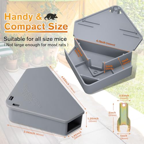 Anblak Mouse Station with Keys Grey 6 Pack, Key Required Mouse Stations, Mice Stations, Keeps Children and Pets Safe Indoor & Outdoor - color: Grey, size: 6 pack