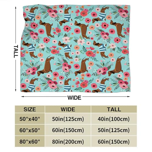 Dachshund Blanket Decor Gifts for Dachshund Lover Flannel Fleece Fuzzy Throw Blanket Soft Warm Cozy Plush Floral Blanket for Bed Couch Living Room Stuffed Decoration for Women Kids Adult 60"x50" - color: Dachshund, size: 60"x50"