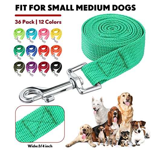 Hillban 36 Pcs Dog Leash Bulk 5 ft Multicolored Puppy Training Leash Slip Pet Traction Nylon Rope for Small Medium Dogs Agility, Yard, Camping, Backyard Play(12 Colors) - color: 12 Colors