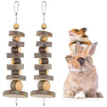 Small Animal Chews Toy Apple Wood Block Cage Hanging Molars Treats Snack | for Hamsters Rabbits Bunny Bird Parrots Chinchilla Guinea Pig Gerbils Squirrels, 2 Pack