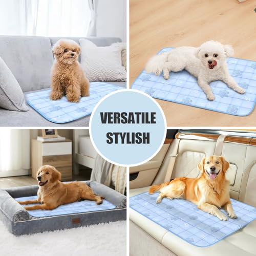 Dog Cooling Mat,Dog Blanket Washable,Cool Fabric & Internal Waterproof Cooling Pad (Blue, Medium (28X20 inch)) - color: Blue, size: Medium (28X20 inch)