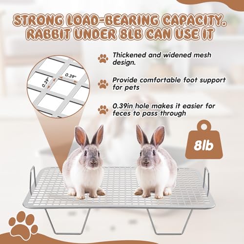 Maxcheck 2 Pcs Rabbit Litter Box, Stainless Steel Rabbit Litter Pan with 2 Grids, High Side Bunny Toilet Tray Potty Training Pan for Rats Ferret Bunny Guinea Pig(M 17.7''L x 13.7''W x 4''H) - size: M 17.7''L x 13.7''W x 4''H