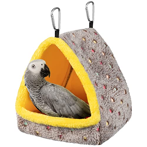 MEWTOGO Large Winter Warm Bird Nest House with Support Board for Cage | Comfortable Bird Bed with Mat, Hanging Hammock Hut Gift, for Macaws African Grey Amazon Parrots, 9"D x 9"W x 10.4"H - size: Large