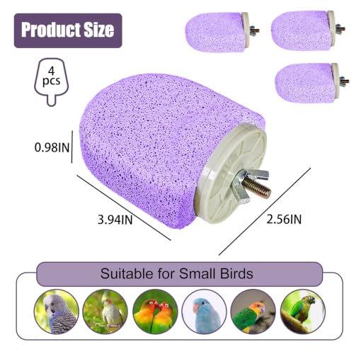 4Pack Bird Perch Stands Parrot Beak Grinding Stone Platform,Purple-S | Parakeet Foot Claws Trimmer,Calcium Perch Climbing Chewing Toys for Small Medium Birds Cockatiel Conure Lovebird Budgie - color: 4Pack Purple | S