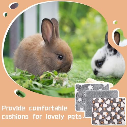Jetec 3 Pcs Bunny Guinea Pig Beds Soft Bunny Mats Warm Guinea Pig Mat Small Animal Bed Pads Fleece Sleeping Pads for Indoor Rabbit Hamster Squirrel Hedgehog Chinchilla(Fleece,Pineapple Grid,Gray) - color: Gray, size: Fleece, style: Pineapple Grid