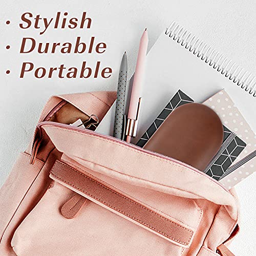 MoKo Double Eyeglass Case,Glasses and contact case 2 in 1 with Mirror | Double Sided Portable Contact Case and Mirror Tweezers Remover,Sunglasses case Container Soak Storage Kit for Women, Brown - color: Brown