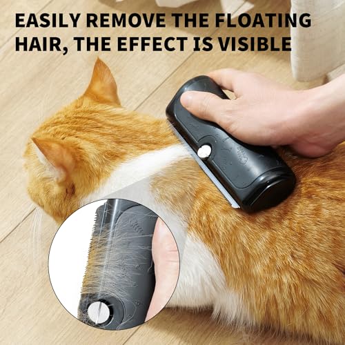 Deshedding Dog Brush for Shedding, Black | For short and medium coats, replaceable metal blade, helps remove loose fur during home grooming - color: Black