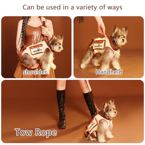Wakytu Dog Lift Harness Dog Carrier VES Harness Adjustable Leash with Small Puppy Treat Bag,Fits Most Cars,XS | stylish puppy sling carrier with handle & pocket,adjustable leash,walking & travel - color: 1.0 White, size: X-Small(2-5 LBS)