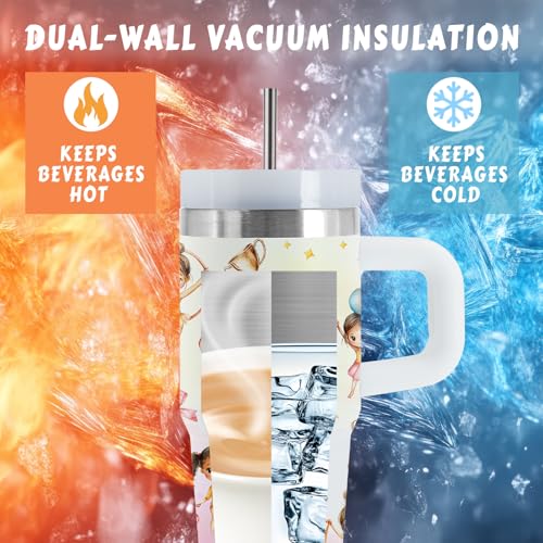 Gymnastics 14 oz Water Bottle, with Handle Straw, Insulated Cup | 14 oz Stainless Steel Tumbler, Travel Sports Mug, Thanksgiving Christmas Birthday Dance Gift, for Daughter Gymnastics Coach - color: Gymnastics