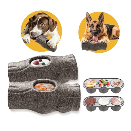 Dog Frozen Treat Toy to Keep Them Busy - Dog Chew Toy for Medium/Large Dogs | Heavy Duty Indestructible Toy for Aggressive Chewer, Dog Puzzle with Frozen Mold, Food Grade-Easy Clean-Reduce Anxiety - 2PCS - color: Brown-2 Pack