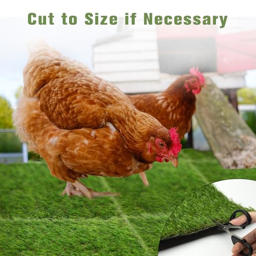 XXXFLOWER Chicken Nesting Pads for Coop 4 Pack 11.81x11.81in | Washable Nesting Pads for Chicken Coop, Artificial Grass Mat for Poultry Accessories, Pet Garden Lawn Indoor Outdoor