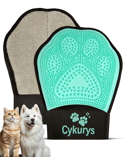 Pet Hair Removal Glove for Dogs & Cats, Double-Sided Grooming Glove | 2-in-1 Pet Grooming Tool, Electrostatic Hair Remover for Clothes & Furniture + Silicone Brush for Deshedding Pets - color: 1PCS