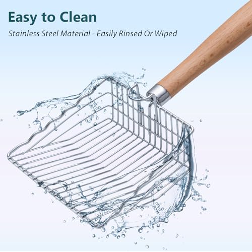 Cat Litter Scoop, Metal Scooper for Litter Box, 9.8" Long Handle | Premium Kitty Shovel with Hook and Hole, for Easy Cleaning, Durable, Odor-Free for Litter Box, for Cat Litter Box Cleaning - size: 9.8"Handle