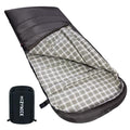 HiZYNICE Sleeping Bags for Adults XXL Cold Weather | 100% Cotton Flannel Winter Camping Large 90 x 39 in,Compression Sack Included - color: Olive Brown, size: 0F Left Zip