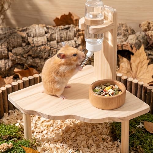 1 Pcs Hamster Platform Small Animal Resting Area 6.6'' L 5'' H Wood Stand Hamster Play Wooden Platform for Gerbils Dwarf Syrian Hamsters Mice Degus or Other Small Pets(Triangle)