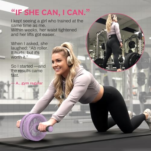 VINSGUIR Ab Roller Wheel, Abs & Core Workout Equipment for Home Gym with Knee Pad Accessories, Abdominal Wheel for Full-body Strength Training - color: Purple