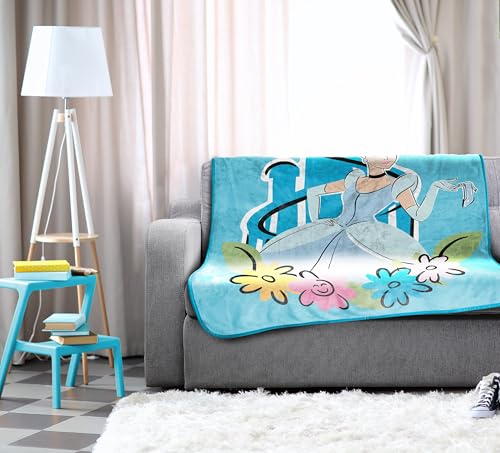 Jay Franco Kids Plush Throw Blanket – Soft & Cozy Fleece Throw for Bedroom & Couch Décor, Official Licensed Product, Blue - Disney Princess Cinderella, 46x60 - Throw Blanket - color: Blue - Disney Princess Cinderella, size: 46x60 - Throw Blanket